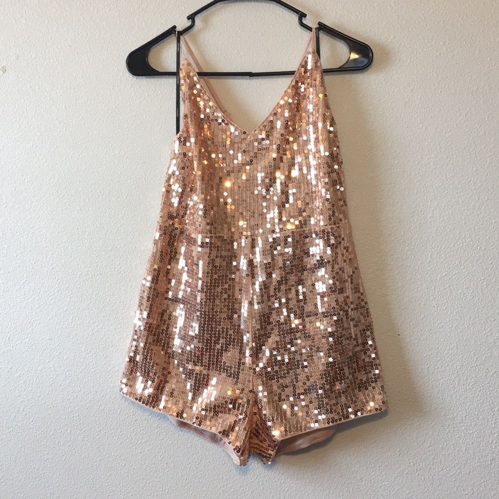 Rose Gold/Beige Sequins Romper